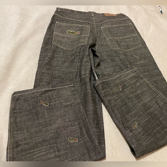 Lacoste oversized jeans black denim with crocodiles size 34x38 - Picture 6 of 16